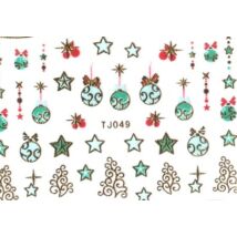 Karácsonyi arany fenyődísz matrica, Merry Christmas nail sticker