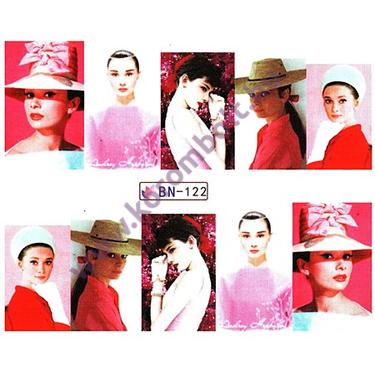 Akril hatású körömdíszítő matrica, filmsztár Audrey Hepburn mintás, utolsó darab féláron!