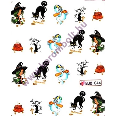Akril hatású boszorkányos körömmatrica, Happy Halloween nail sticker