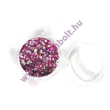 Nailfetti mix, magenta, ezüst, piros 2019 divat színeiben
