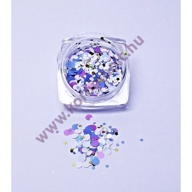 Nailfetti, pasztell kék, fehér, arany, pink